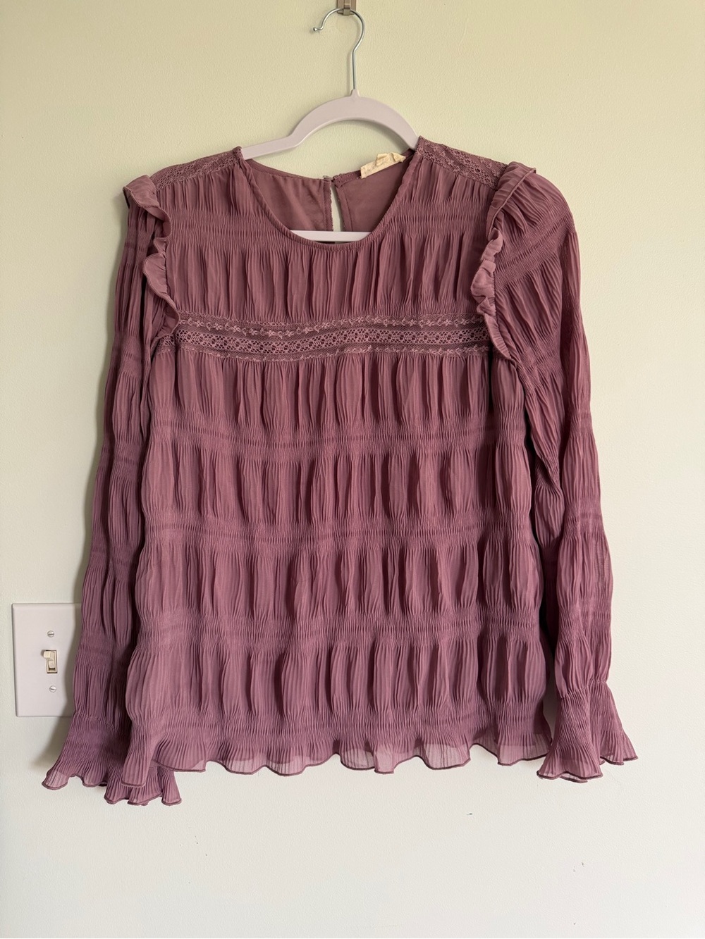 Promesa Women's purple Ruffled Long-Sleeve Blouse Boho Flowy Chic Gypsy